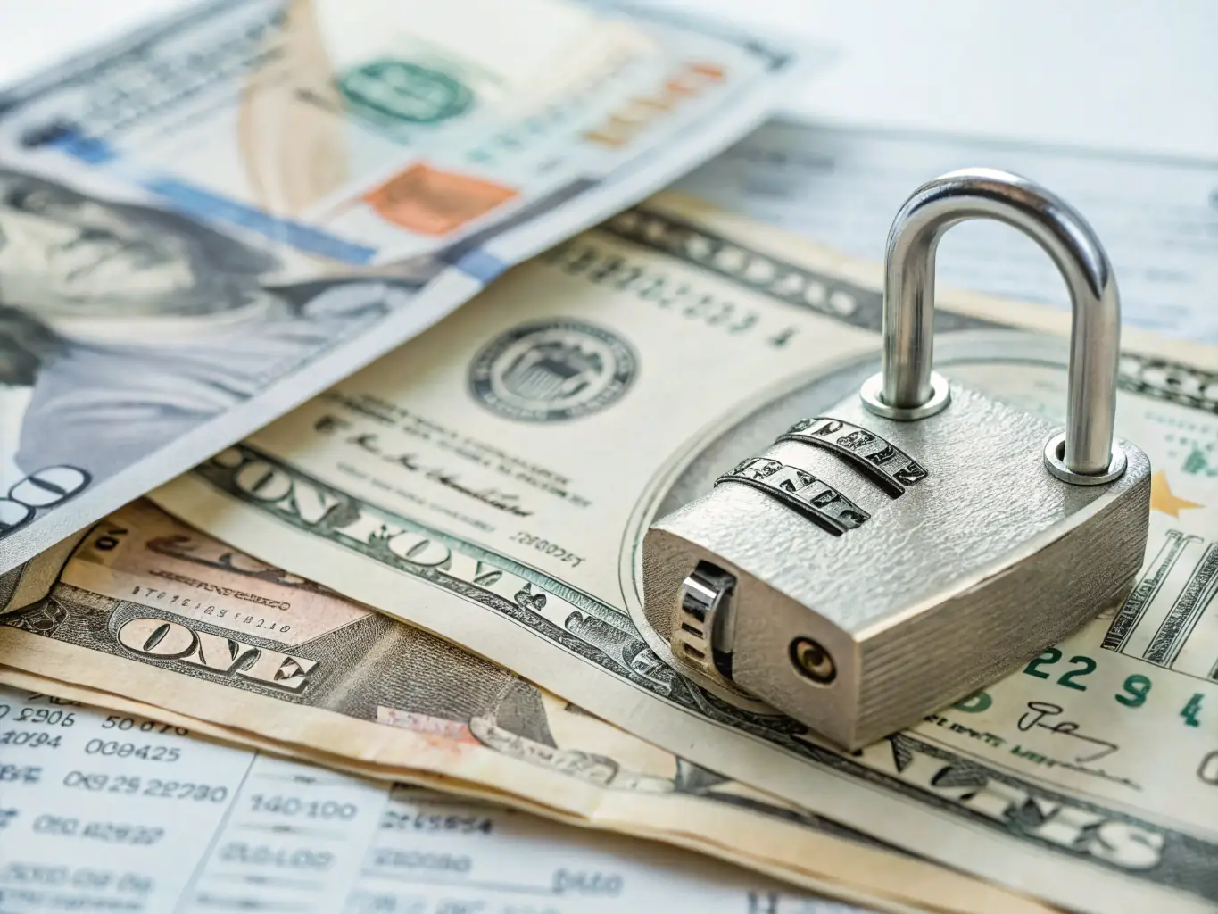 A secure lock icon integrated with payment symbols, representing enhanced security measures and fraud prevention in financial transactions.