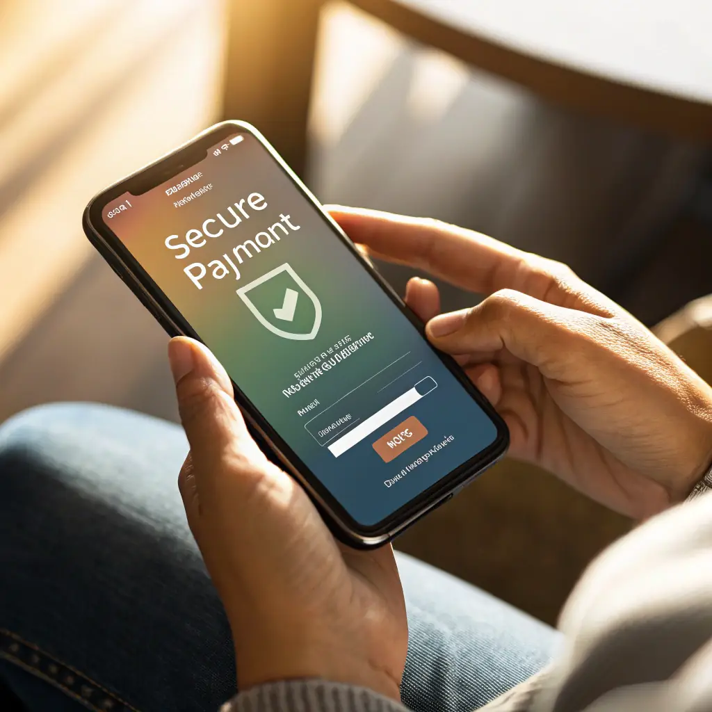 A user initiating a payment on a mobile device.